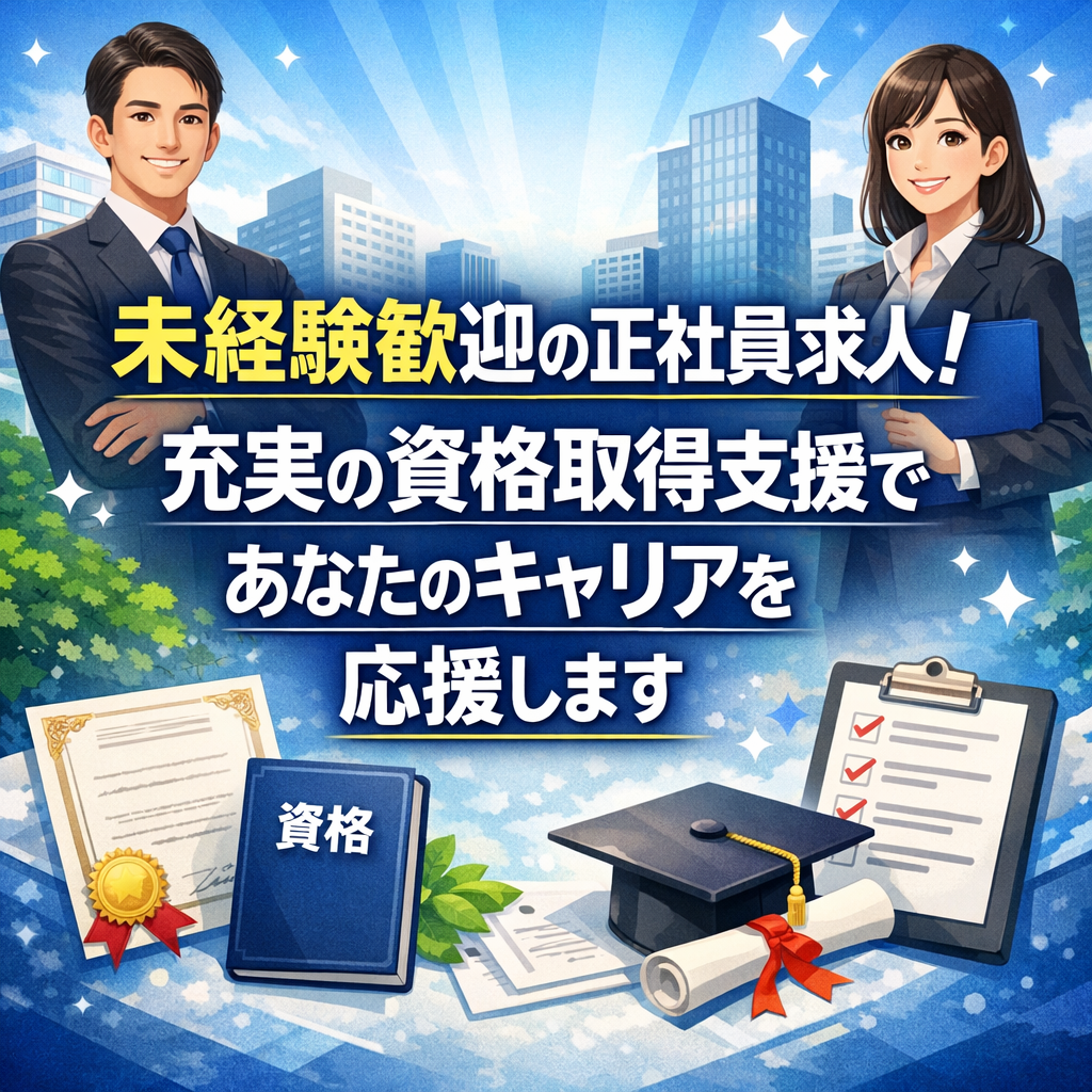 未経験歓迎の正社員求人！充実の資格取得支援であなたのキャリアを応援します