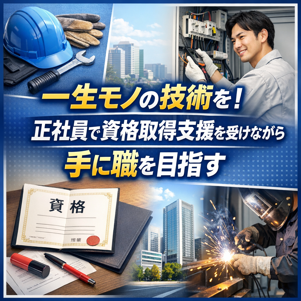 一生モノの技術を！正社員で資格取得支援を受けながら手に職を目指す