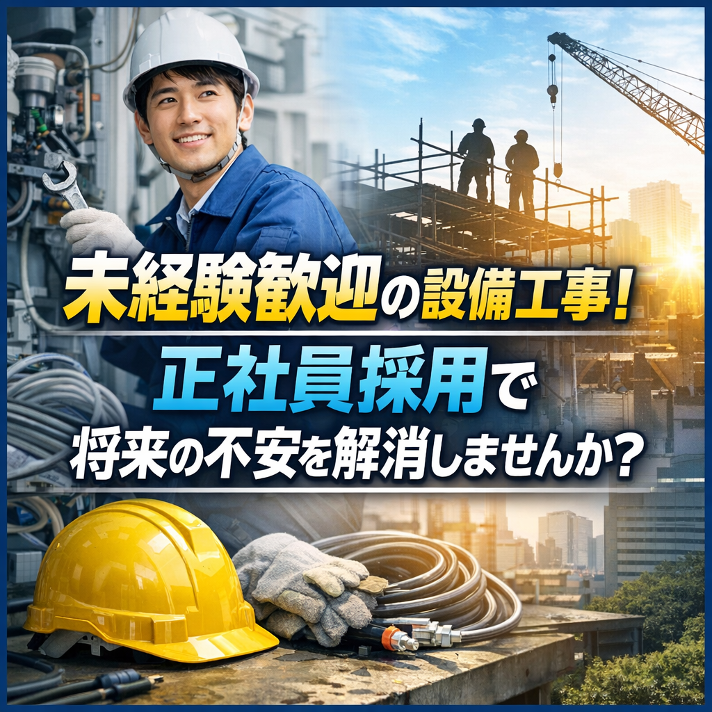 未経験歓迎の設備工事！正社員採用で将来の不安を解消しませんか？