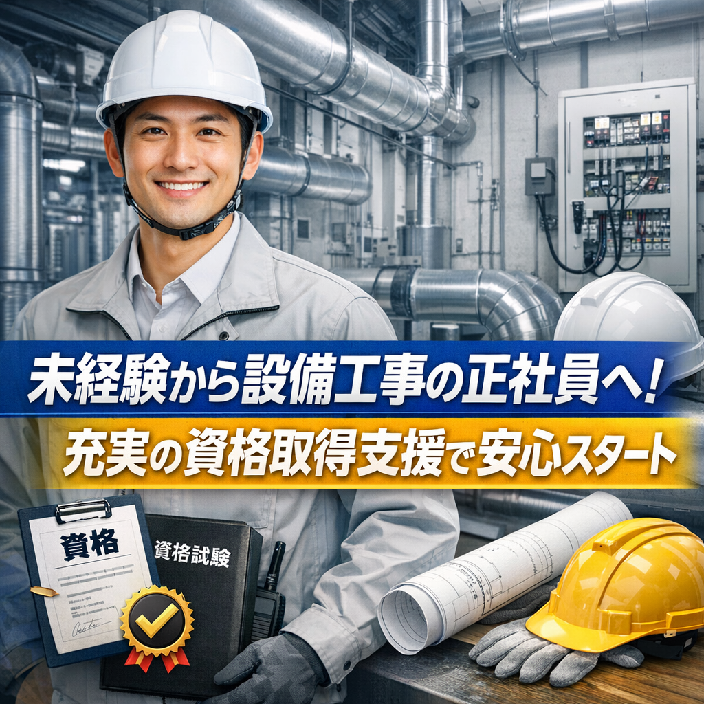 未経験から設備工事の正社員へ！充実の資格取得支援で安心スタート