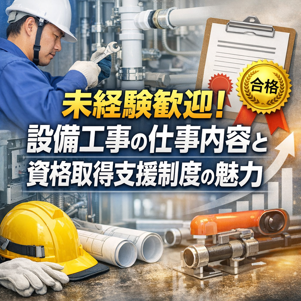 未経験歓迎！設備工事の仕事内容と資格取得支援制度の魅力