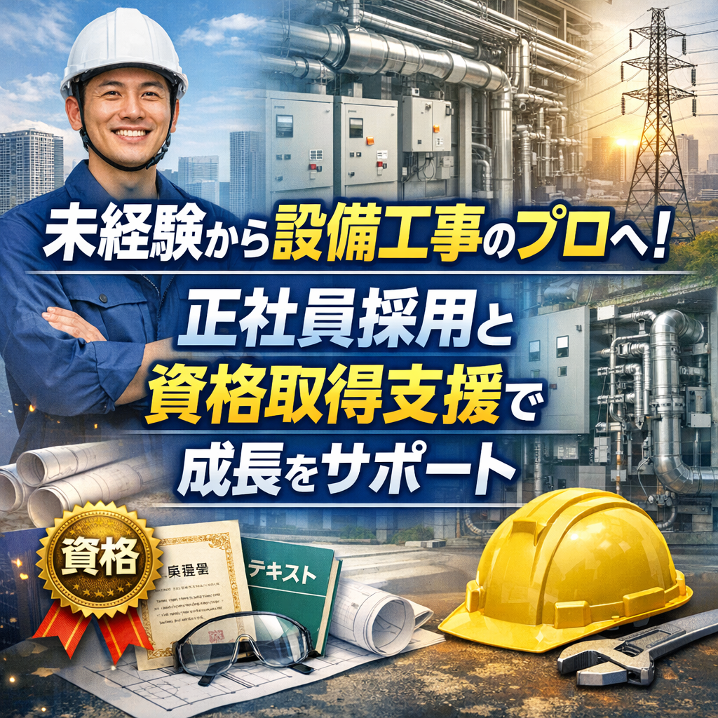 未経験から設備工事のプロへ！正社員採用と資格取得支援で成長をサポート