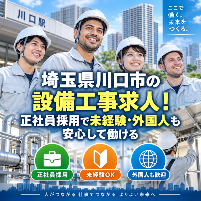 埼玉県川口市の設備工事求人！正社員採用で未経験・外国人も安心して働ける